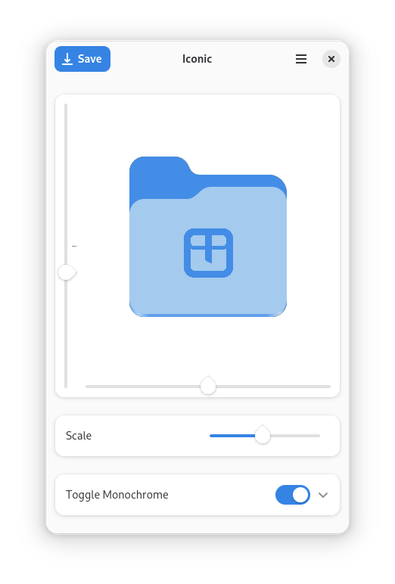 A screenshot of Iconic, showing a folder with an icon of a package