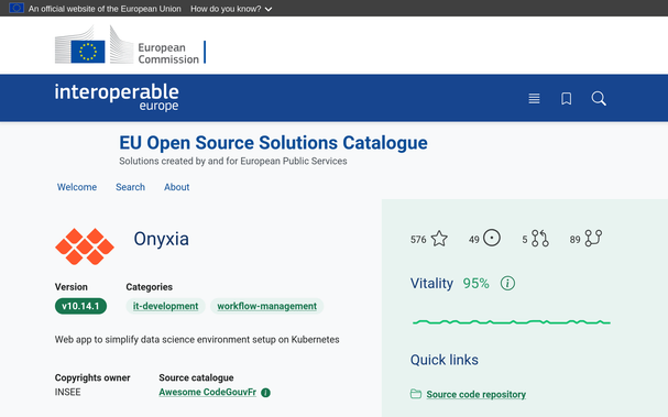 Onyxia on the EU OSS catalog.