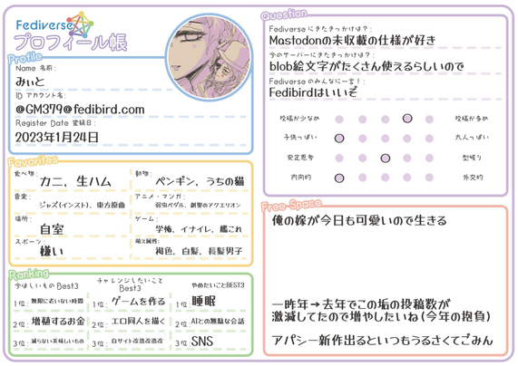 Fediverseプロフ帳