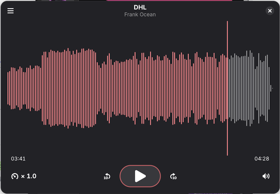 A screenshot of the Audio player in GNOME