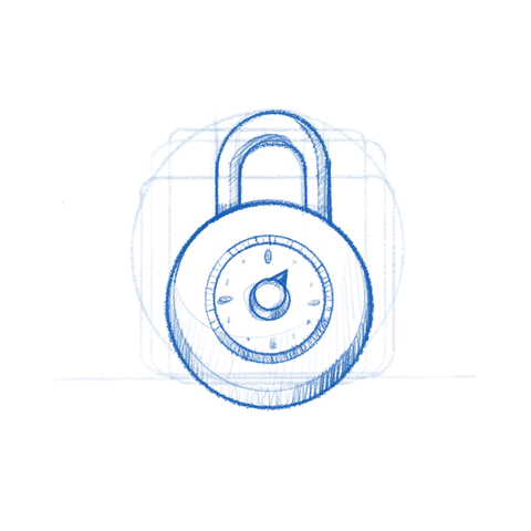 Identities app icon sketch. A mechanical padlock.