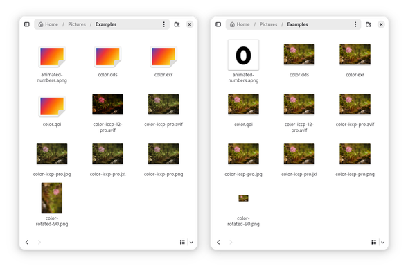 Screenshot showing new glycin based loaders
