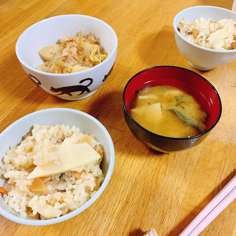 たけのこ掘りでとれたたけのこを調理した