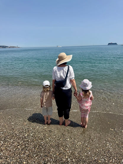The beach of Málaga in Andalusia. It's me with my kids.