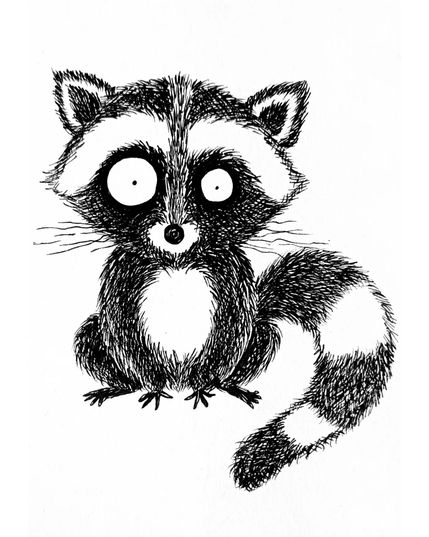 ilustración en tinta de un mapache