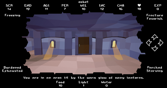 A view of a lantern lit underground area.
