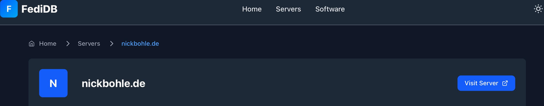 Sreenshot:  FediDB
@ Home > Servers > nickbohle.de

