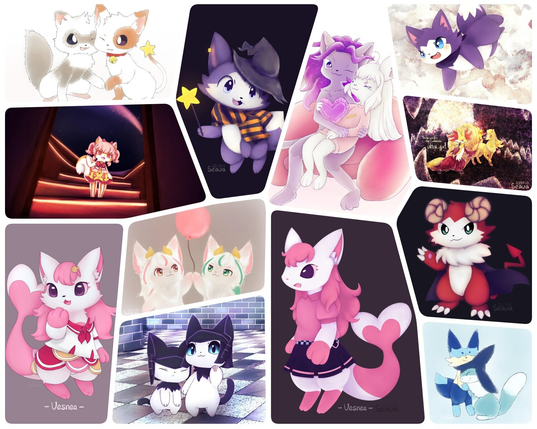 Digital art collage of Seavalanche's art in 2022