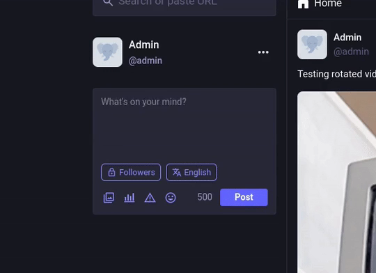 A video of new Mastodon language recognition feature where the language color changes if it guesses it's a different language from the one written.