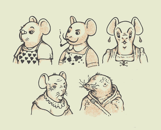 Drawing of portraits of mice