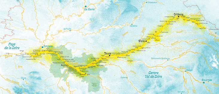 Cartographie du périmètre du Val de Loire inscrit à l'Unesco.