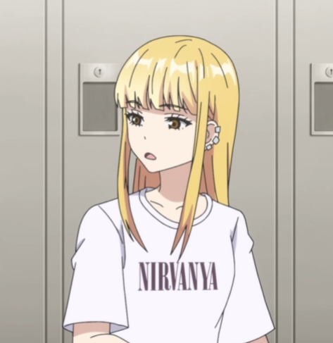 gyaru wearing a Nirvanya shirt