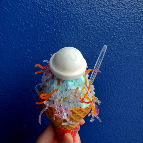 A jellyfish inspired ice cream sold at Kyoto Aquarium.