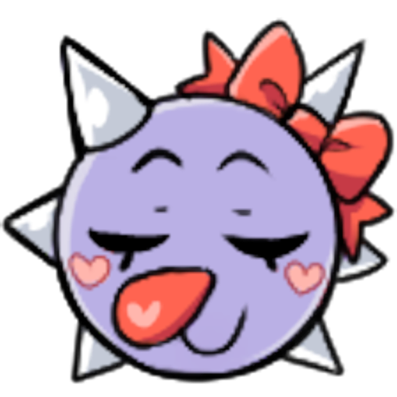4 cartoon emoji of a lavender spike ball girl