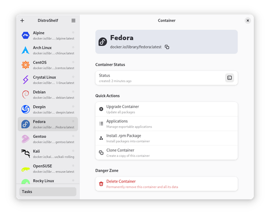 Screenshot of "DistroShelf"