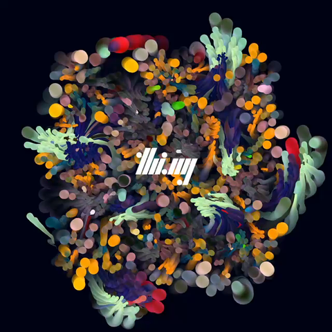 1 minute generative animation of 1000 agents/boids exhibiting self-organizing flocking behaviors. The boids are grouped in 6 different types. The colors are chosen from gradients. Each agent has pseudo-3D appearance and is leaving a very slowly fading trail, creating aesthetics reminiscent of sea anemone...
