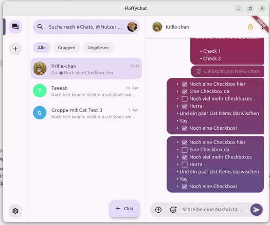 Screencast of checkboxes in matrix messages