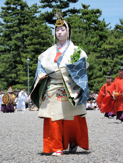 Participants in the May 15th Aoi Matsuri parade. The procession departs from the Imperial Palace and winds towards the Kamo shrines.