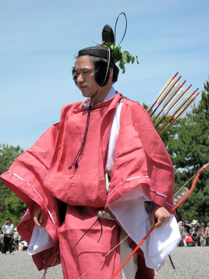 Participants in the May 15th Aoi Matsuri parade. The procession departs from the Imperial Palace and winds towards the Kamo shrines.
