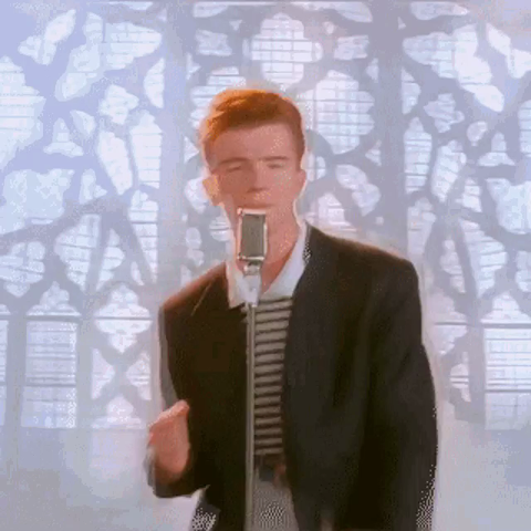Rick Astley passionately singing in front of a vintage mic, surrounded by soft '80s lighting