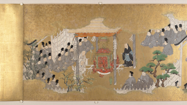 Painting depicting a funeral service.