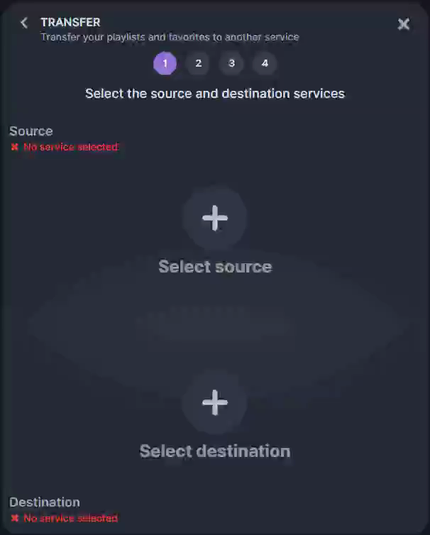 a gif showing how to select the source and destination services