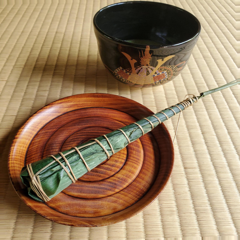 Chimaki, a sticky rice cake wrapped tightly in bamboo leaves.