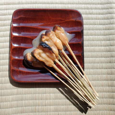 Bamboo skewers are used for traditional aburi-mochi (bite sized rice cakes).