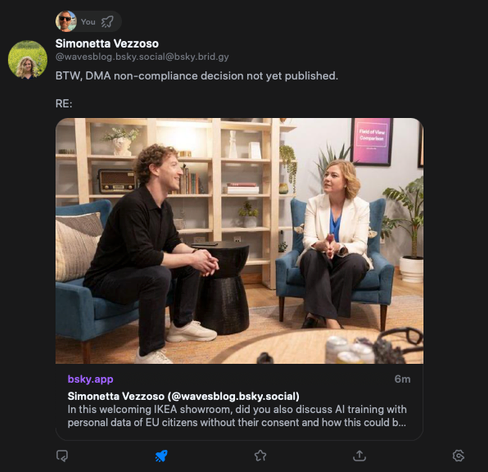 Preview of Bluesky post rendered properly, with initial text of the post and a photo of a gurning Mark Zuckerberg talking to one of the European Commission executive vice presidents about god knows what