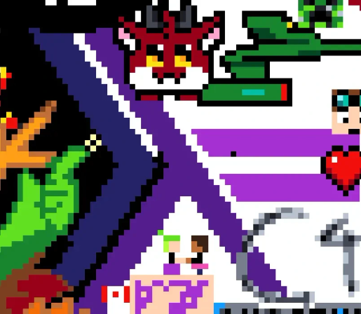 The Haskell logo with a small depiction of Amity Blight and Luz Noceda holding hands underneath, as seen on Canvas 2024

The Haskell logo contains (among other elements) a Greek letter lambda (λ). The Lumity scene is placed in the negative space under the lambda, standing on another piece of art. Luz and Amity are in their dresses from Season 1 Episode 16 "Enchanting Grom Fright": Amity in a dress with black top and purple bottom, and Luz in a tuxedo with a tutu. Each of them are only 3x7 pixels so there really isn't that much detail here