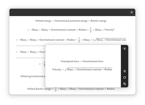 A screenshot of Kasasa, showing 2 screenshotted equations. The app is overlaid on some working that applies these equations