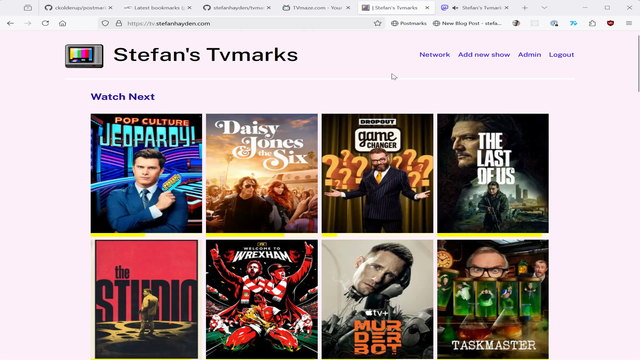 a demo of the tvtime web app.