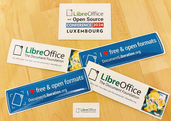 Photo of LibreOffice and Document Liberation Project stickers