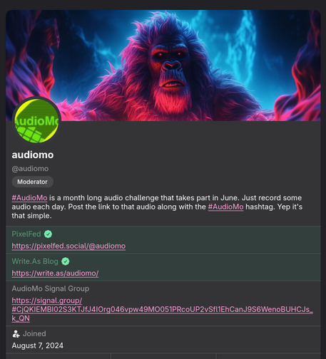 AudioMo Mastodon Profile 