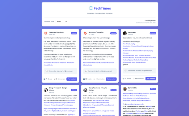 Feditimes - Proof of concept eines Webportals mit kuratierten Mastodon-Posts