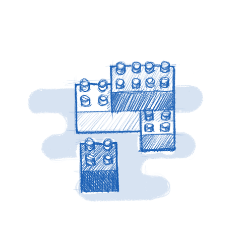 Sketch: New creation being made out of LEGO bricks.