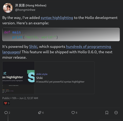 The screenshot of the above post. The code block is syntax-highlighted with wrong colors.