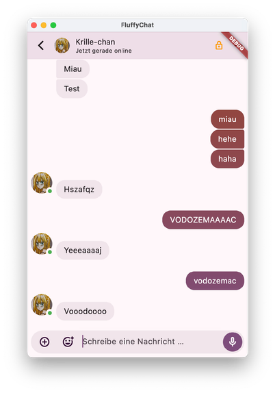 Screenshot of some messages in FluffyChat