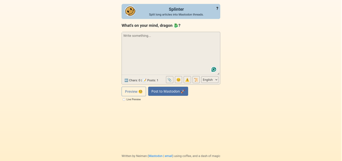 A screenshot of Splinter