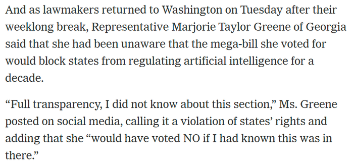 Quote from NY Times.