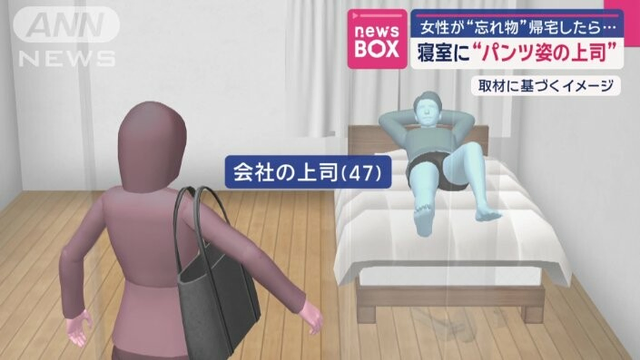 The woman discovering her manager in her bed