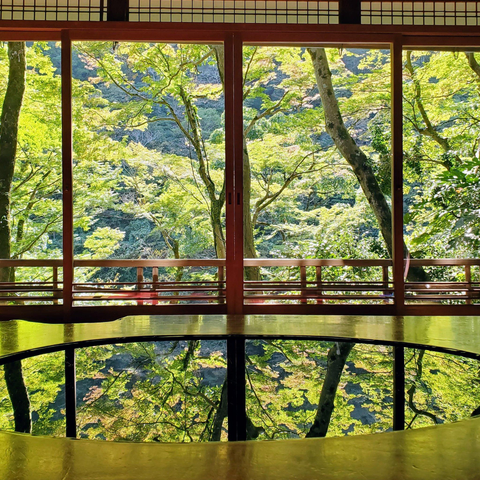 Seasonal colours reflected in the table at Yusai-tei.