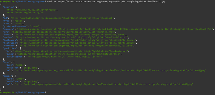 snapshot of what the actor responses look like now using DIDs instead of usernames
