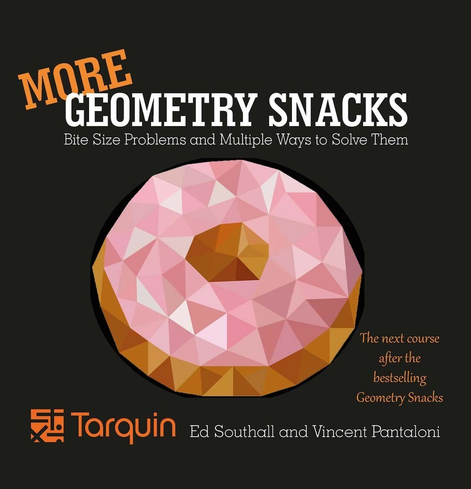 Cover of "More Geometry Snacks" showing a triangulated pink donut on a black background.
