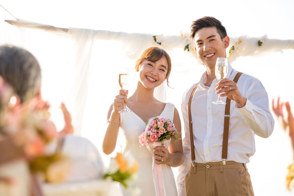 Man and woman getting married