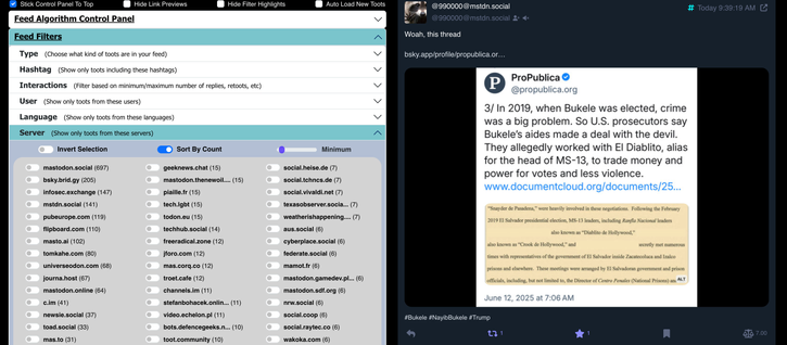 screenshot of fedialgo demo