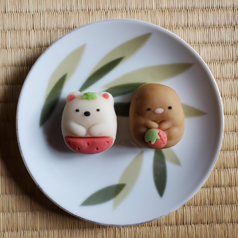 Bandai and Family Mart's strawberry milk flavoured polar bear, and a milk flavoured tonkatsu nerikiri🤣