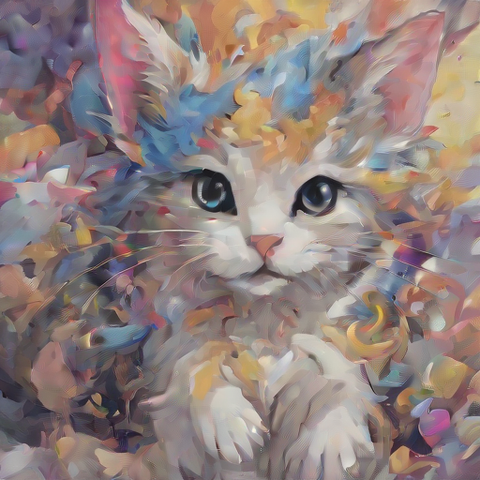 My profile picture. It is of a cute white kitten with big ears and blue-gray eyes. The kitten is surrounded by soft fluffy pastel bits of slop. The kitten, being LLM-generated, has 5-ish toes on its right foot, and, uh, more on its left foot.

It is the avatar of the very internet.

