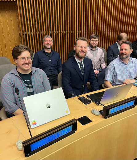 Seth, William Woodruff, and Mike Fiedler with other maintainers at the UN Open Source Maintain-a-thon