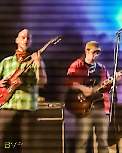 Slumgud and Teddy Slacks on stage rocking out!